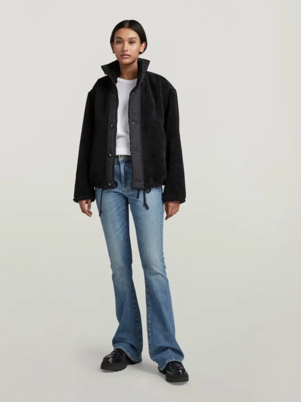 G-STAR RAW Trucker Collar Loose Fit Winter Jacket Black Size Small